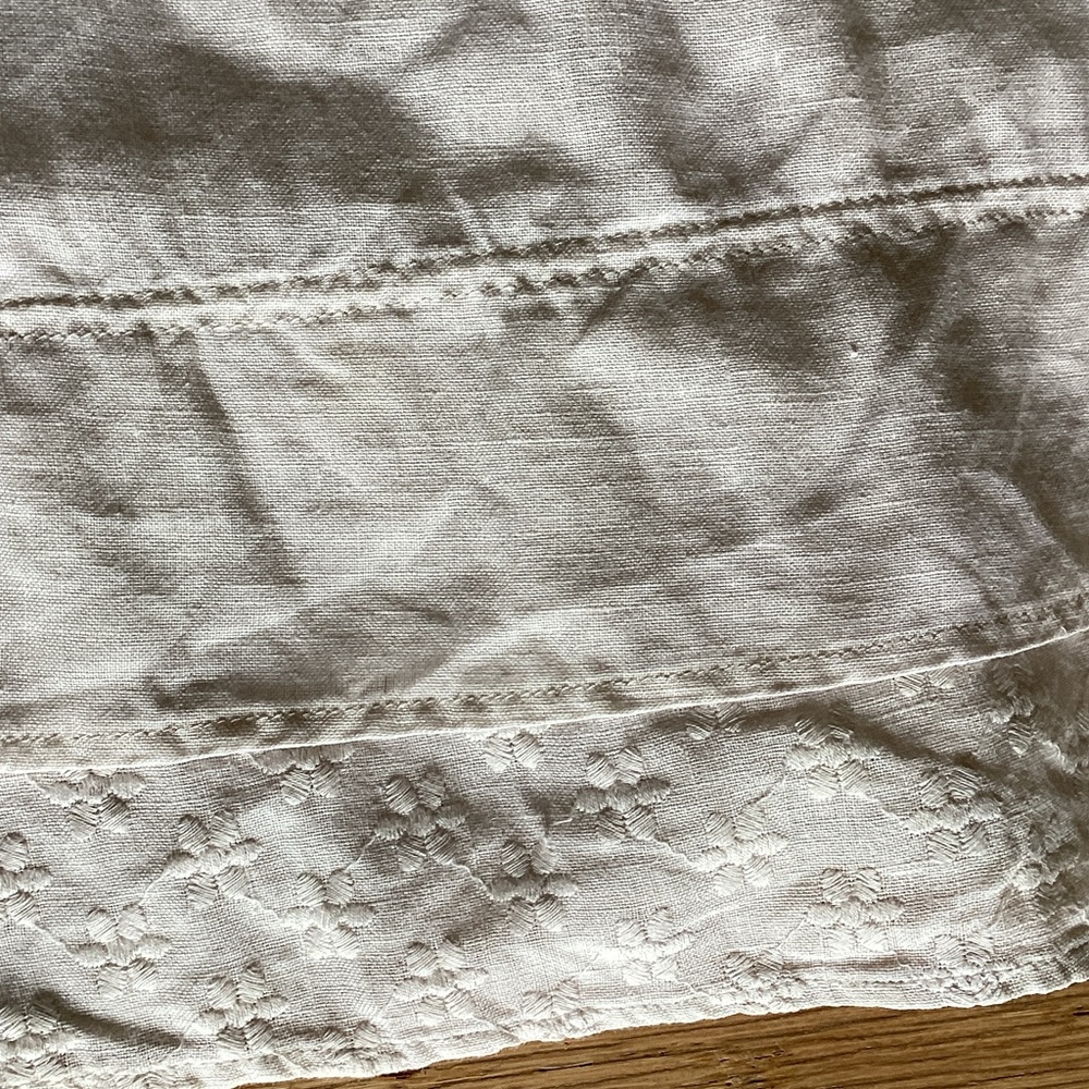 Cream Short Linen Dress With Cap sleeves by Malvinas - Picture 7 of 13